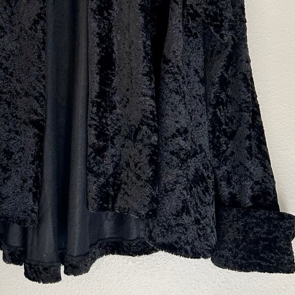 Connected crushed velvet look open cardigan jacket cuffed sleeve gothic Emo S - Picture 3 of 11